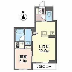 シュエットメゾン堤下 2階1LDKの間取り