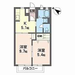 ベルハイム参番館B 2Kの間取図画像