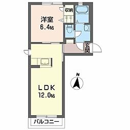 グレイスガーデンB 1LDKの間取図画像