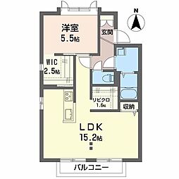 ビアン・シュールA 1LDKの間取図画像