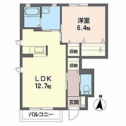 リフェールB 1LDKの間取図画像