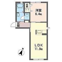 メゾンドール 1LDKの間取図画像