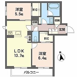 ルナファータ 2LDKの間取図画像