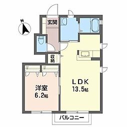 マリブインドルチェ弐番館 1LDKの間取図画像