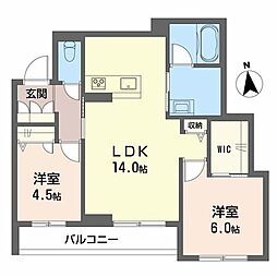 アンビシア本町 1階2LDKの間取り