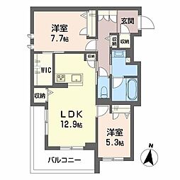 シャーメゾンステージ神明 201 2階2LDKの間取り