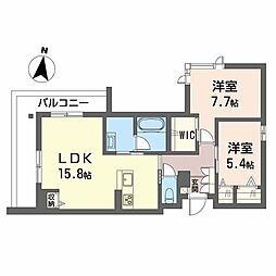 シャーメゾンステージ神明 207 2階2LDKの間取り
