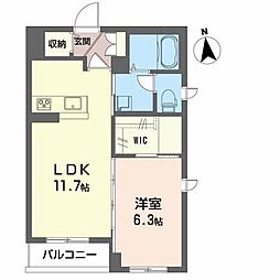 フェリシード麓山 1LDKの間取図画像