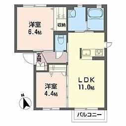コートテラスA 2LDKの間取図画像
