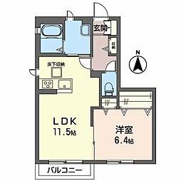 ハビテーションTB 1LDKの間取図画像