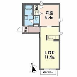 コーポ山内A 1LDKの間取図画像