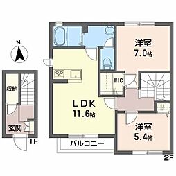 クラヴィエ 2LDKの間取図画像