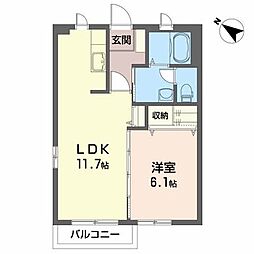 ガーデンコート五番館 1LDKの間取図画像