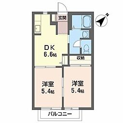 サンバリュージュA 2DKの間取図画像