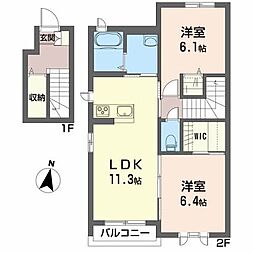 グランディーナ開成MS2 2LDKの間取図画像