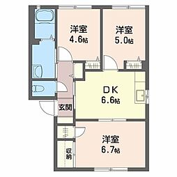タウンハウス・グリーンB 3DKの間取図画像