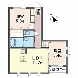 メゾンマスト古湊 2LDKの間取図画像
