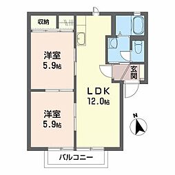 ロイヤルレジデンスA 2LDKの間取図画像