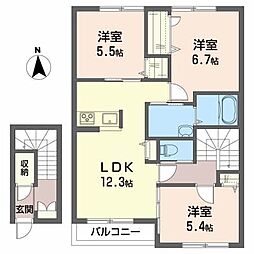 アルカンシエル3 3LDKの間取図画像