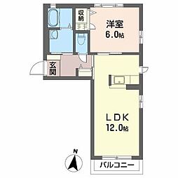 カウベル 1LDKの間取図画像