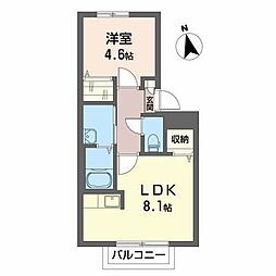桜田東シャーメゾンB 1LDKの間取図画像