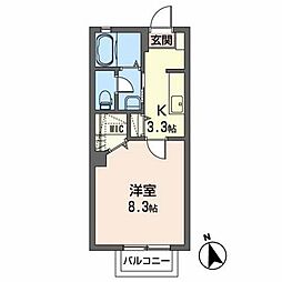 シャーメゾンディアスアベ 1Kの間取図画像