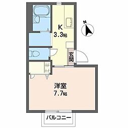 シャーメゾン上町A 1Kの間取図画像