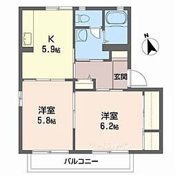 シャーメゾン上町A 2Kの間取図画像
