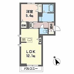 プレジオキソ 1LDKの間取図画像