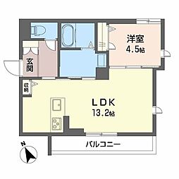 プレジオキソ 1LDKの間取図画像