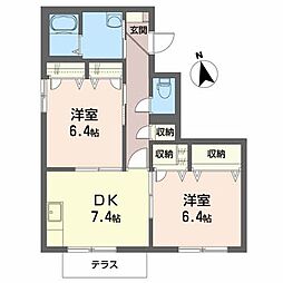 メゾン・ド・シャルム 2DKの間取図画像