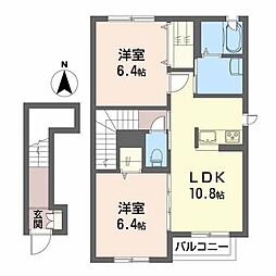 プライムタウンA 2LDKの間取図画像