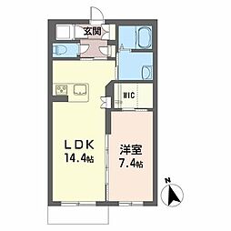 メゾンマスト盛南中央3 1LDKの間取図画像