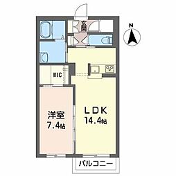 メゾンマスト盛南中央 1LDKの間取図画像