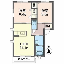 シャーメゾン藤A 2LDKの間取図画像