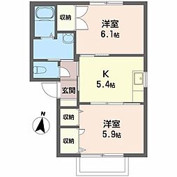 ガーデンホームズB 2Kの間取図画像
