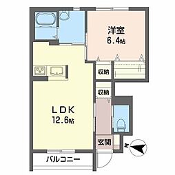 カサベルデM 1LDKの間取図画像