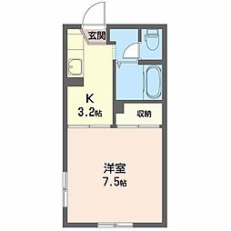 メゾンバーグB 1Kの間取図画像