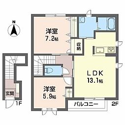 サンボナールA 2LDKの間取図画像