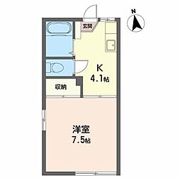 セントラルアベニュー 1Kの間取図画像