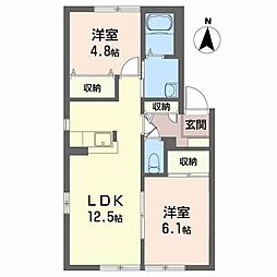 フレグランス中津川B 2LDKの間取図画像