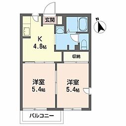 エンデバー三ツ割A 2Kの間取図画像