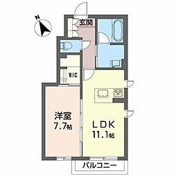 シャーメゾン大沢川原 1LDKの間取図画像
