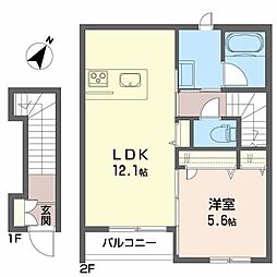 セルディーナ清水町 1LDKの間取図画像