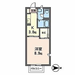 セリーナ 1Kの間取図画像