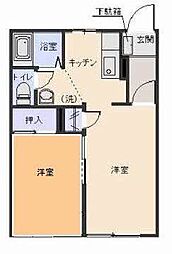 グリーンキャッスルB 1LDKの間取図画像