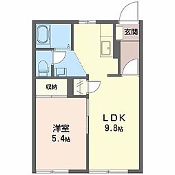 グリーンキャッスルB 1LDKの間取図画像