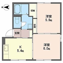 グレースフル赤坂D 2Kの間取図画像