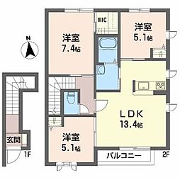 シャーメゾン不来方 2階3LDKの間取り