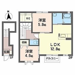トリプルエイト 2LDKの間取図画像